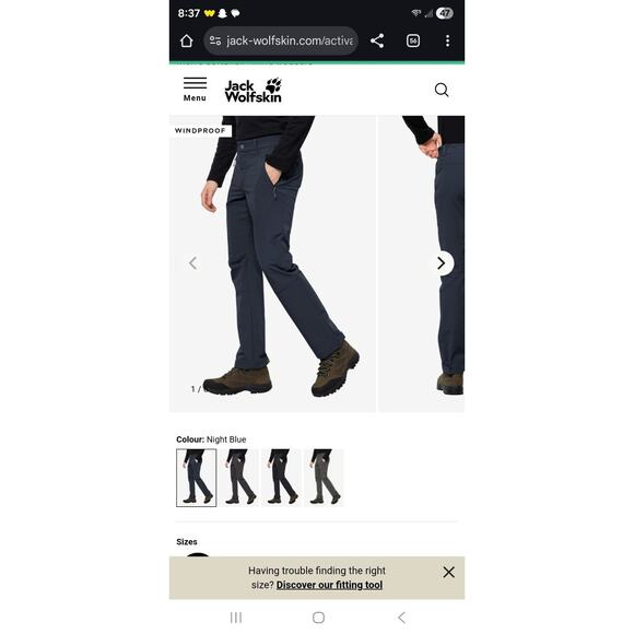 Navy Jack Wolfskin Men's Hiking Pants With Flexshield. Size Small. Excellent. - Picture 1 of 9